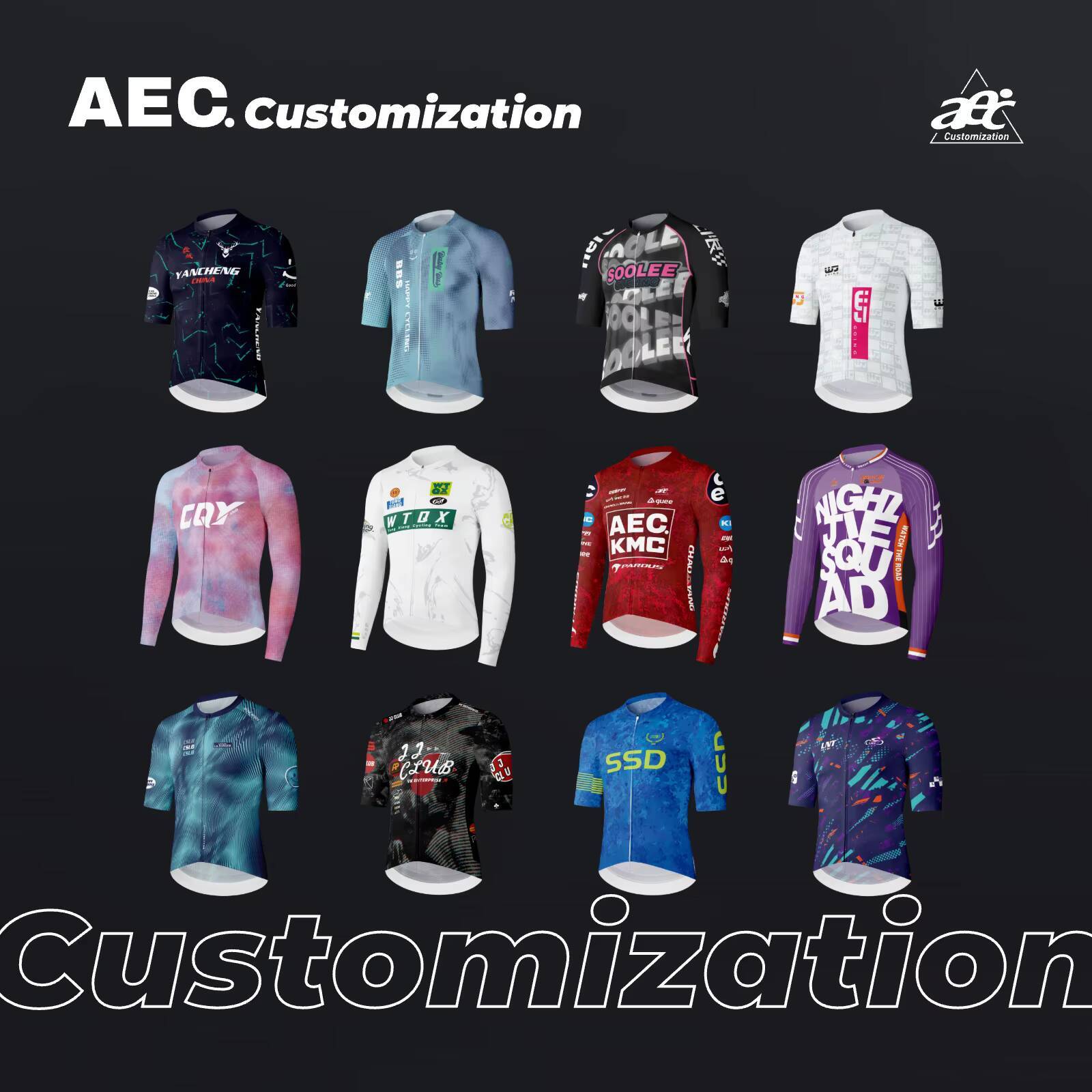 Race Bib - AEC.CYCLIST Maglia da Ciclismo Personalizzata, Abbigliamento